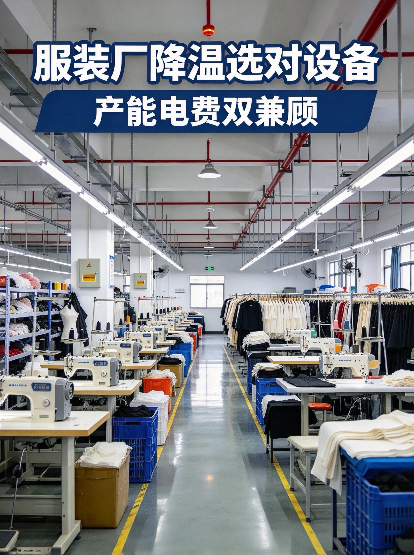 服装厂车间降温选型攻略｜柔风不飞料、静音省电不扰工