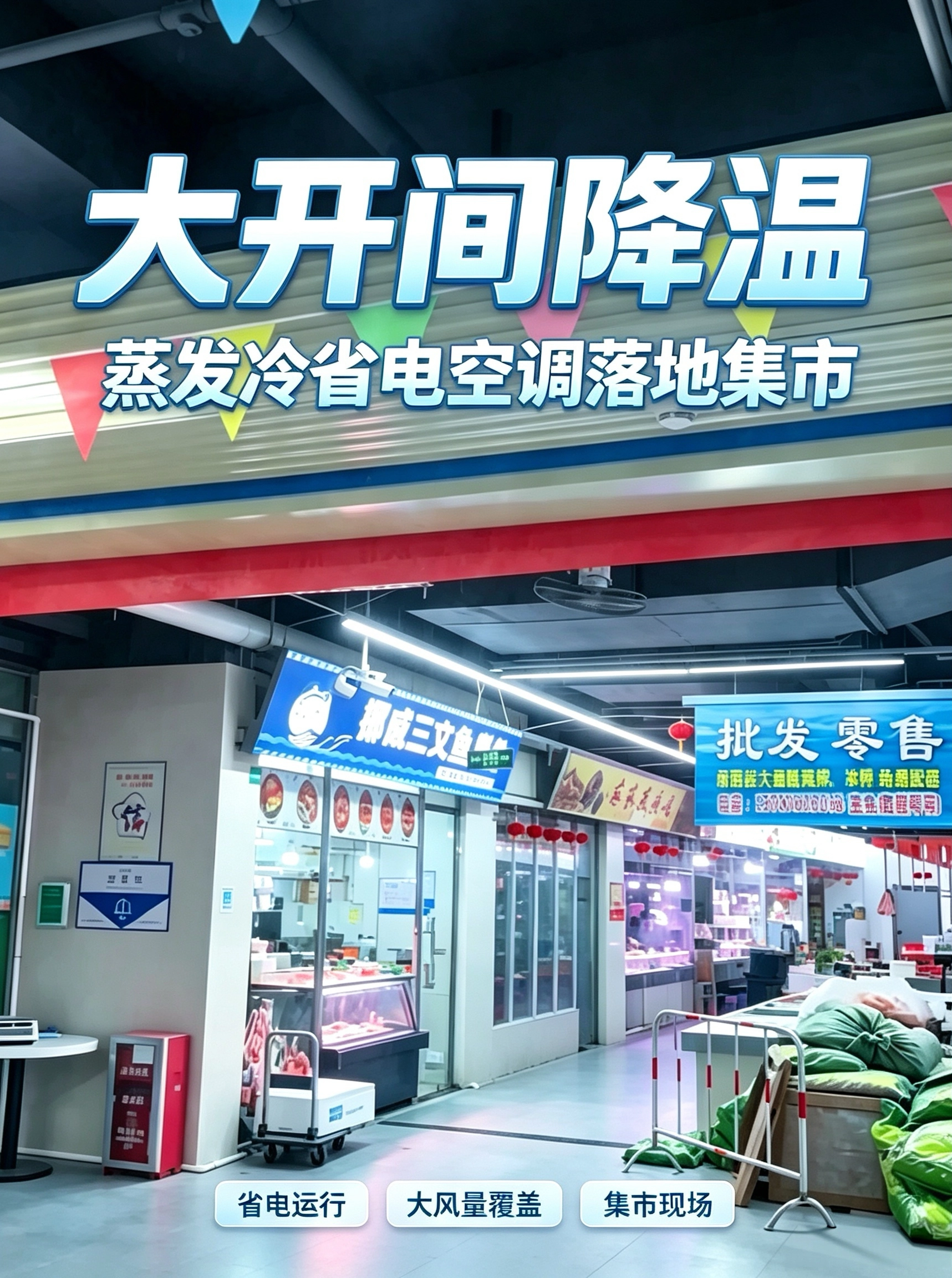 开放式场地降温｜1200㎡农贸市场降温方案案例