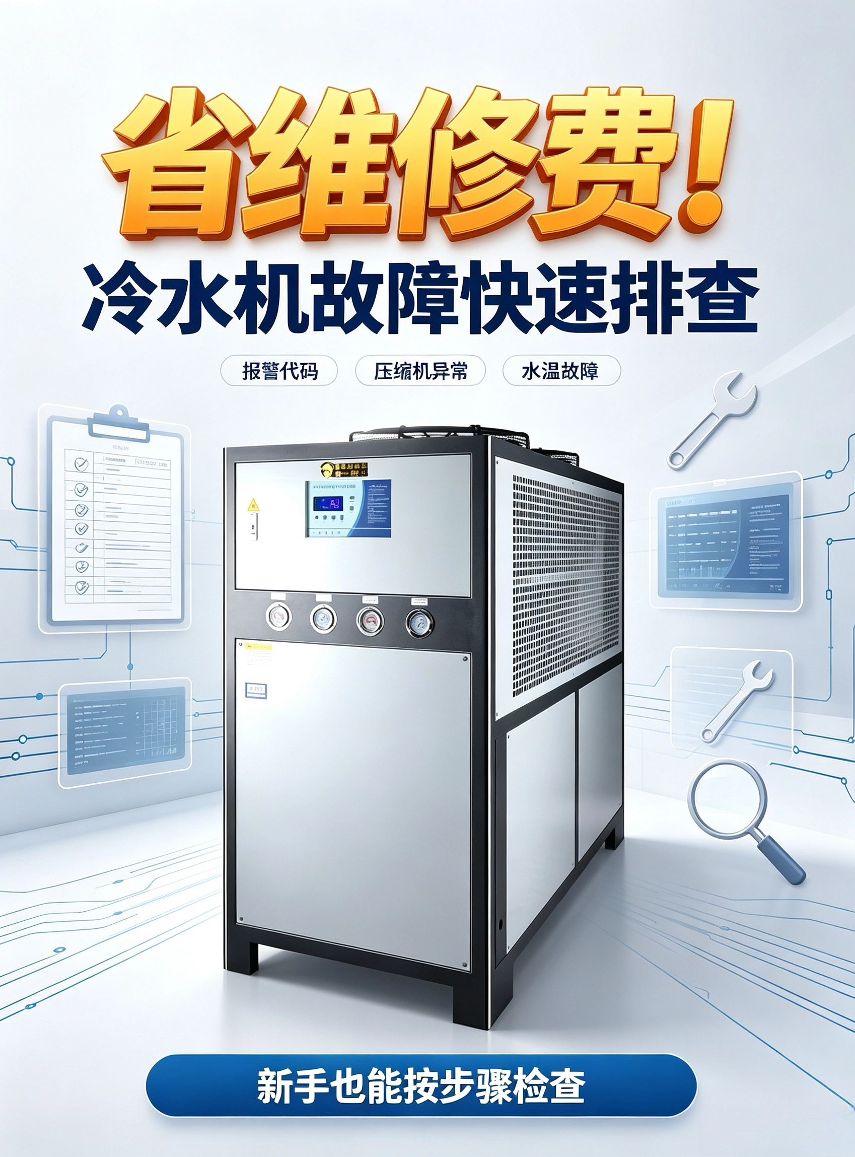 注塑车间冷水机停机自查｜4 个常见故障，很多不用上门维修